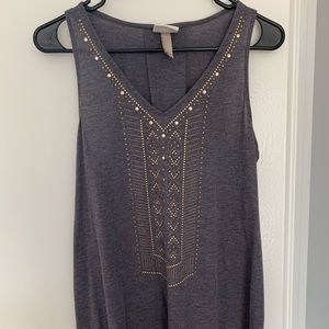 Grey Tank with Gold Studs